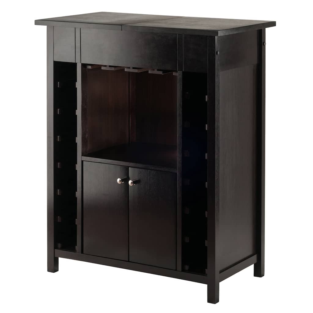 Wine Cabinet, Expandable Top, Espresso - 29.92 x 17.32 x 37.01 inches