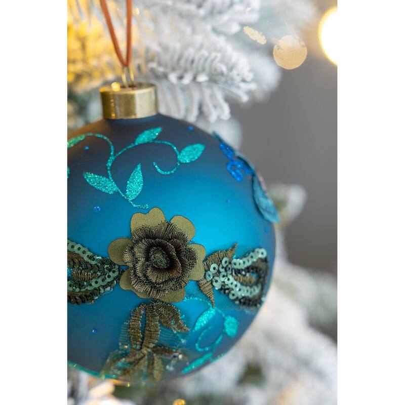 D4.7" Christmas Ball Ornaments, Glass Decorative Hanging Ball Christmas Tree Ornaments for Holiday Decorations, Set of 4