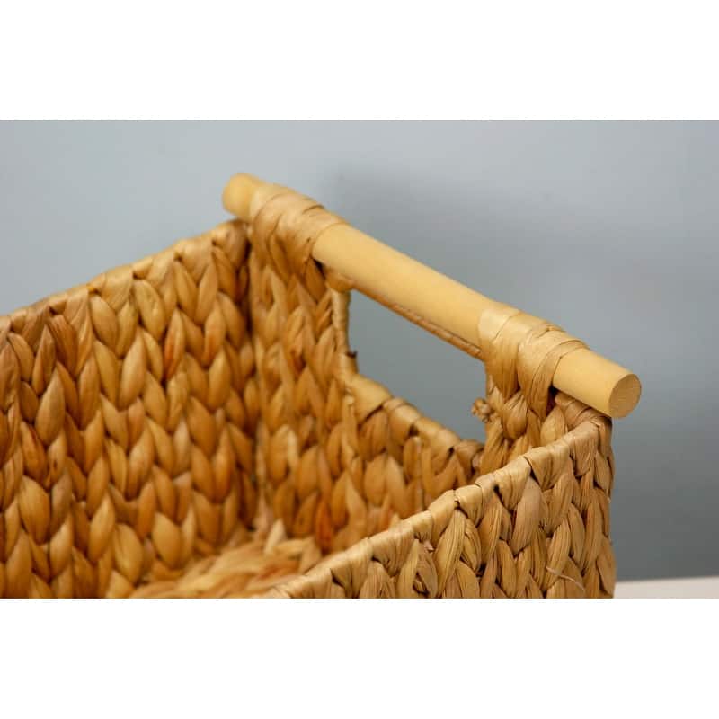 Hyacinth Nesting Baskets Wood Handles 2-Pack - 16"L" x 10"W x 9"H - 16"x10"x9"