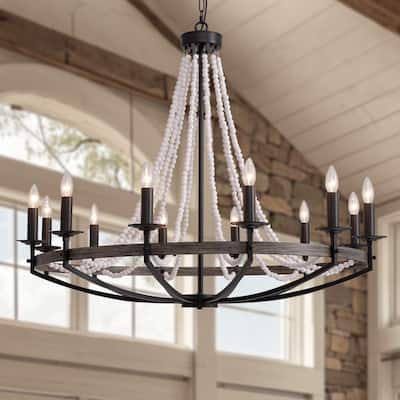 Wagon Wheel Chandelier Dimmable Beaded Chandelier For Dining Room Living Room