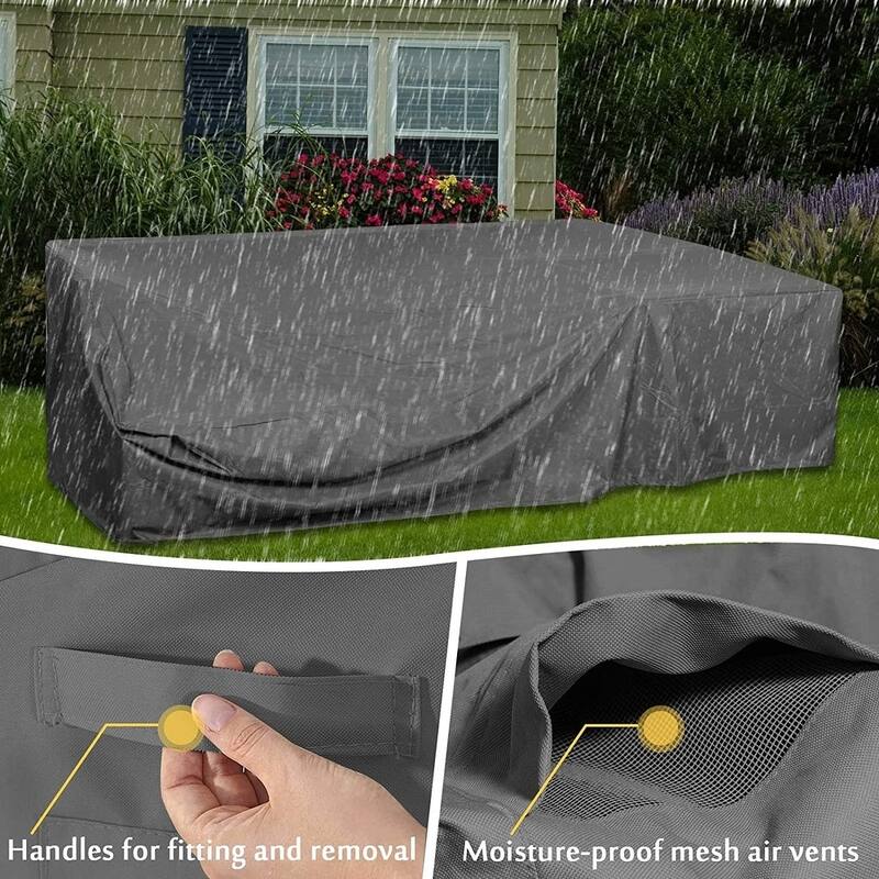 Waterproof Patio Furniture Cover Heavy-duty UV-Resistant Fits 8-Seat Sectionals and Dining Sets - 98"x98"x28"