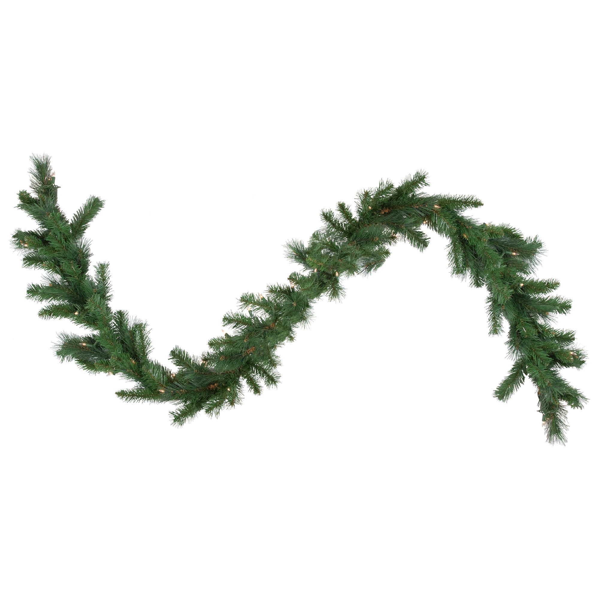 9' x 12" Green Pre-Lit Beaver Pine Artificial Christmas Garland Clear Lights
