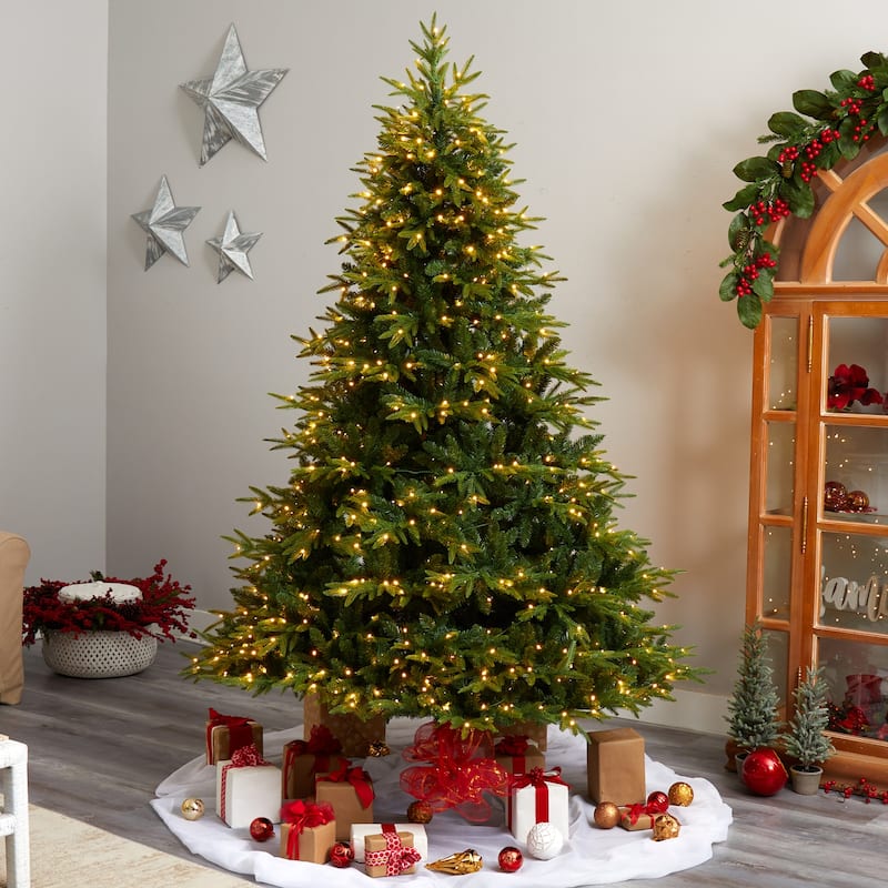 8ft. Fir Look Artificial Christmas Tree with 700 Multi LED Lights & 3560 Branches - Grand Festive Holiday X-Mas Glow