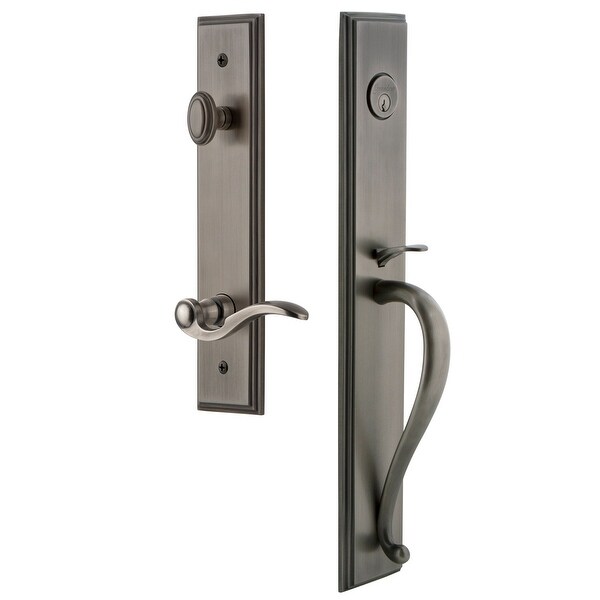Grandeur CARSGRBEL_ESET_234_RH Carre Solid Brass Rose Right Handed Keyed Entry Single Cylinder Full Plate "S" Grip Handleset