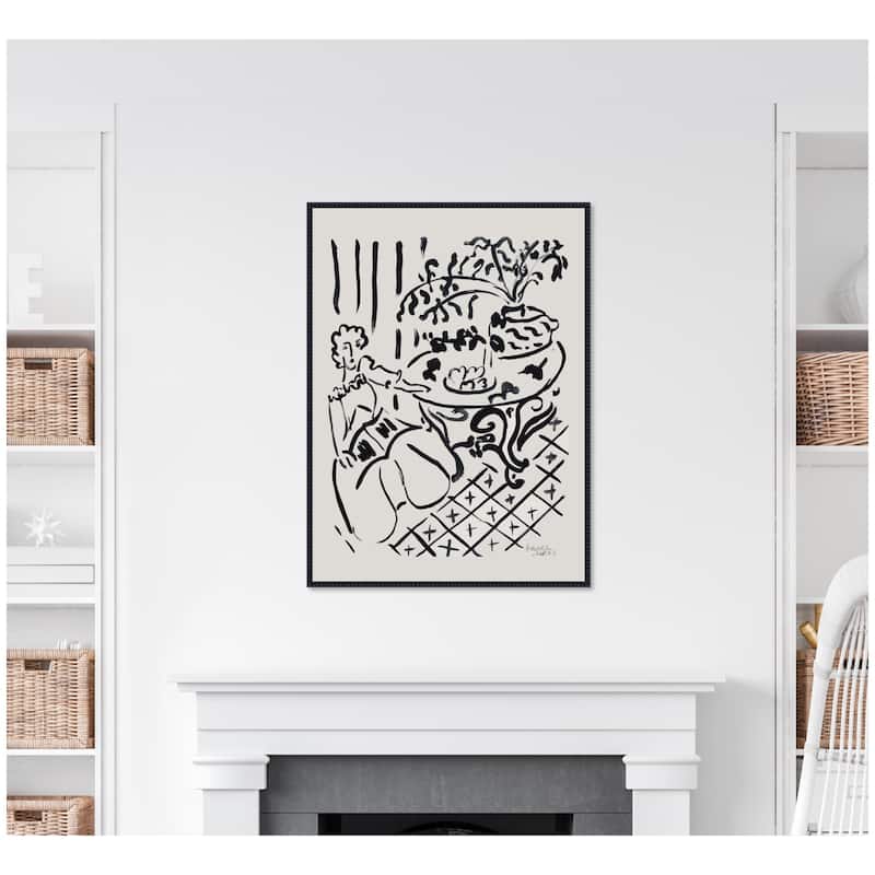 Kate and Laurel Fille assise a table 1947 Henri Matisse by Nostalgia Prints Framed Canvas Wall Art Print