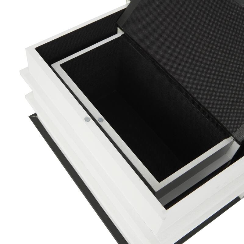 Canvas Decorative Box with White Explore, Dream, Discover Text - Set of 2 Black - Roche River Decor