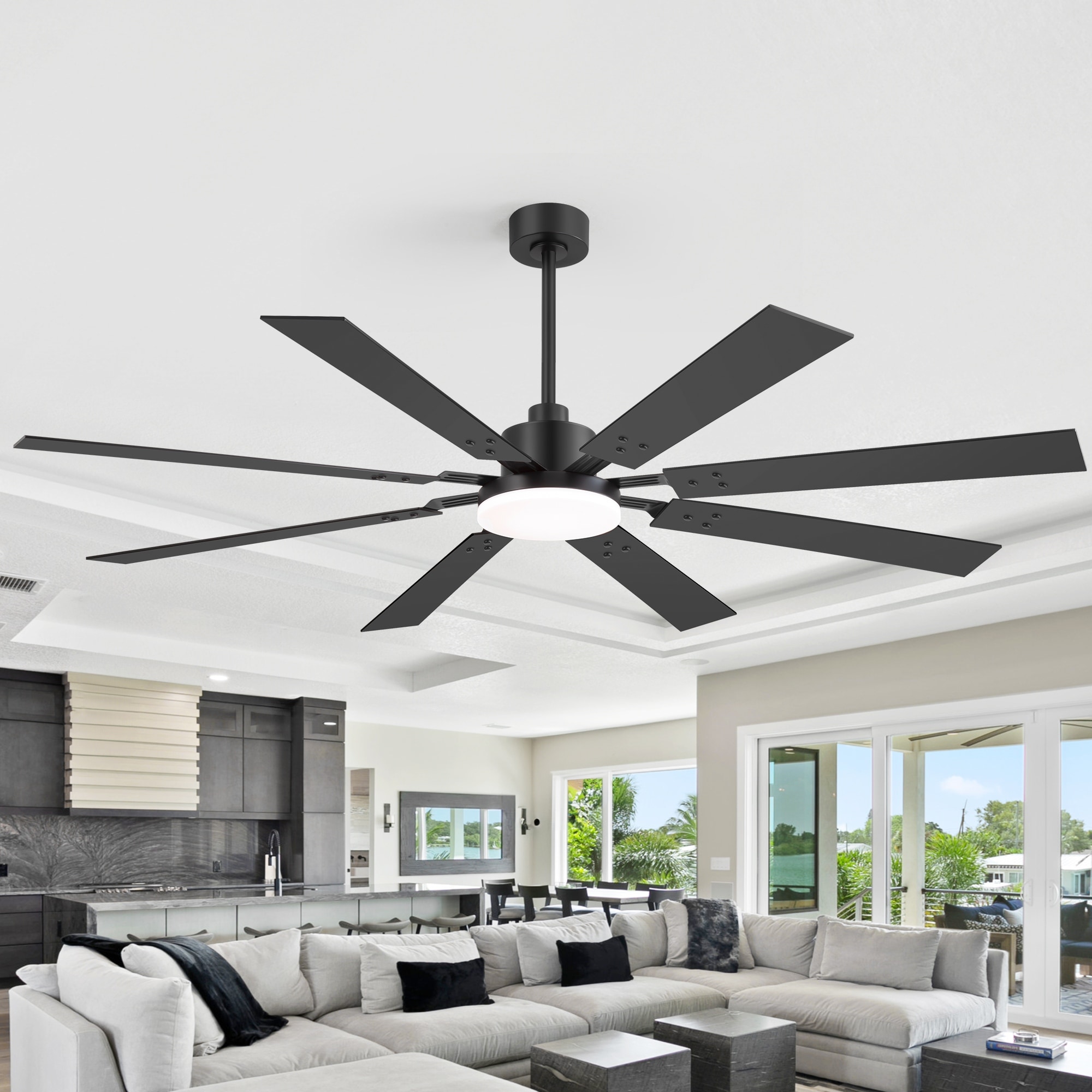 72ki　XXL 72 Inches Reversible 8-Blade Integrated Ceiling Fan with LED Light