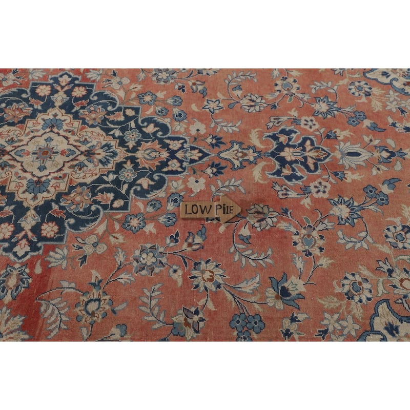 Distressed Kashan Persian Antique Area Rug Handmade Wool Carpet - 7'2"x 10'0"