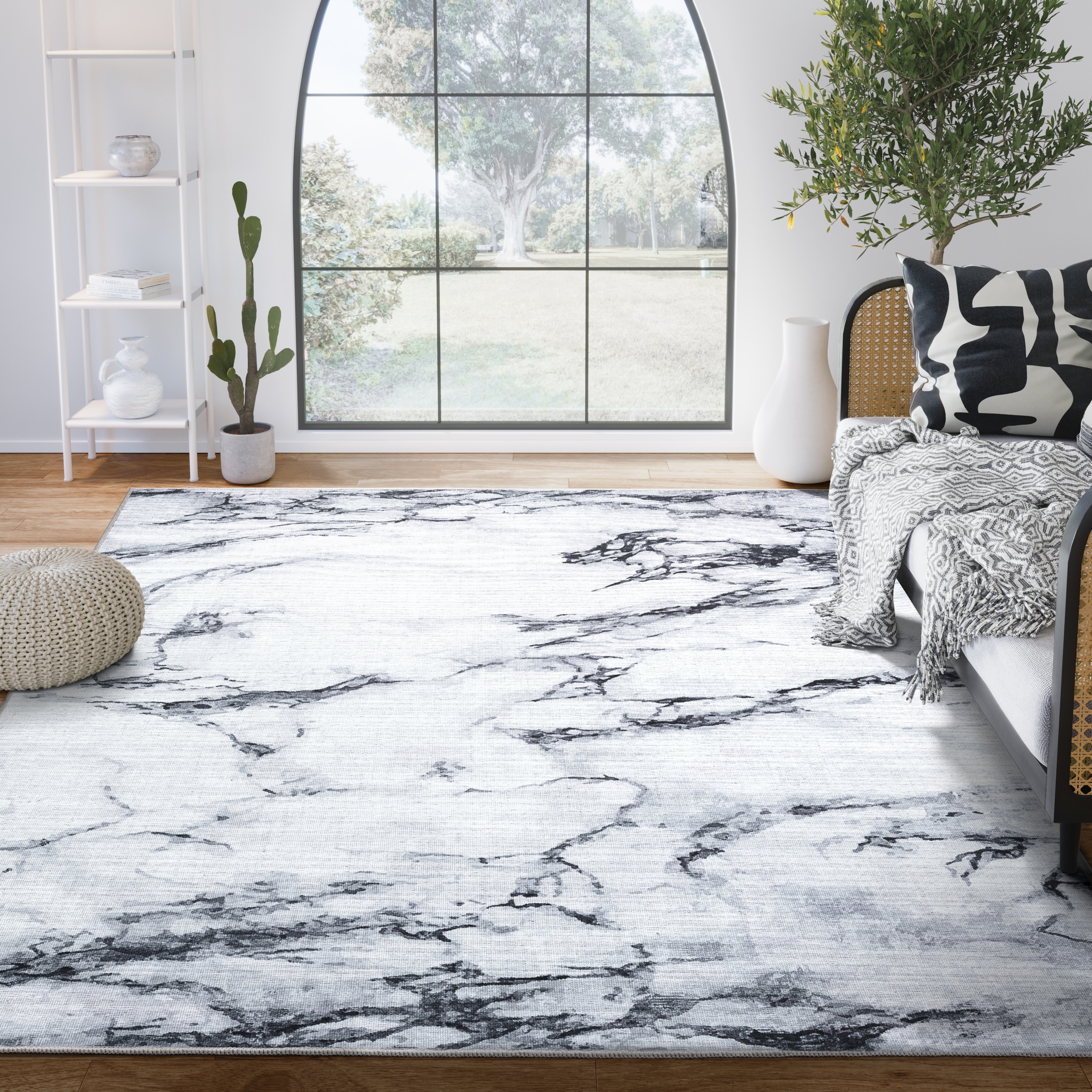 Abani Rugs Parker Collection PAR220A Ivory Marble Area Rug