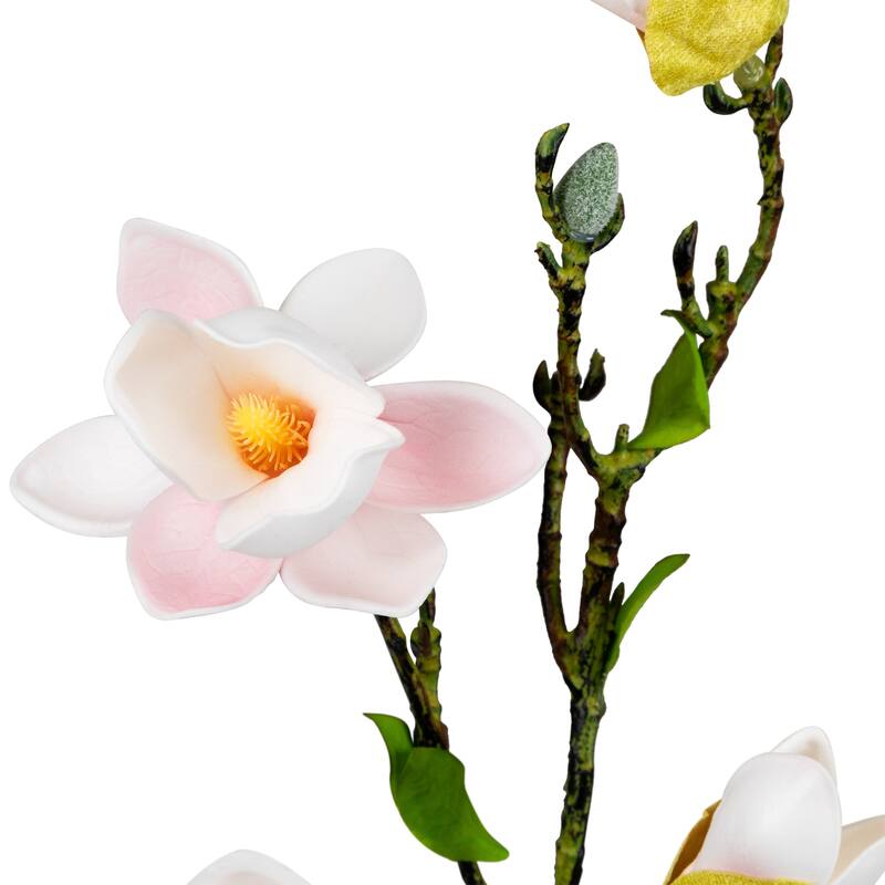 Magnolia Artificial Floral Sprays- 33" - White and Pink - Set of 4