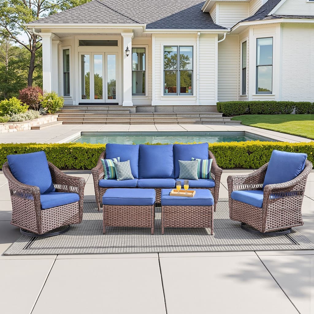 Pocassy 5 Pieces Sofa Swivel Chair with Ottomans