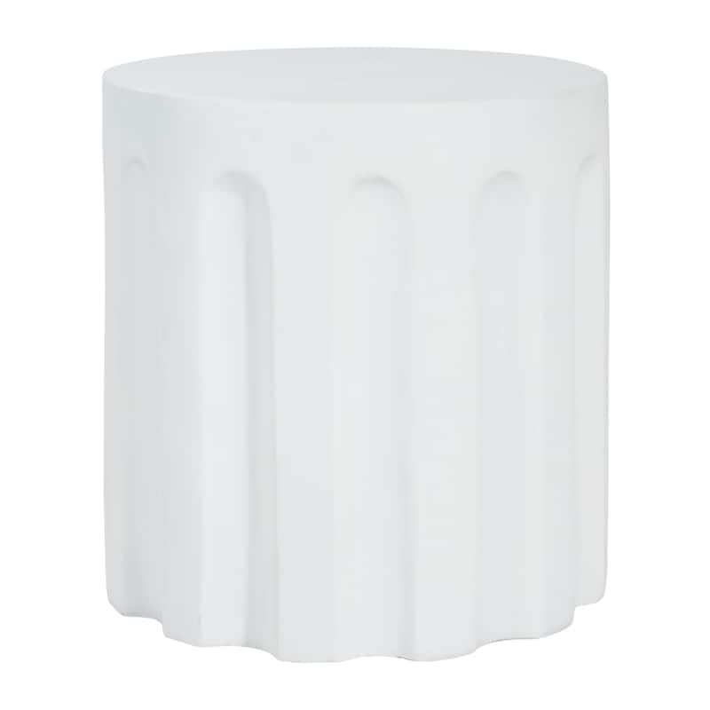 Christopher Knight Home - 15.75'' Modern Cylindrical Concrete Accent Side Table with Vertical Groove Design - White