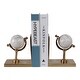 preview thumbnail 8 of 11, Metal Marble Bookends Globe Sculpture Sphere (Set of 2) - 7" Gold - 11.25"