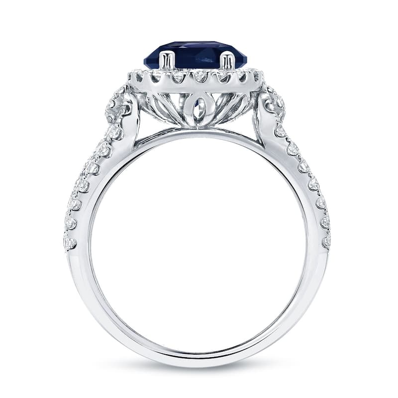 Auriya 14k Gold 1/2ct Modern Sapphire and Diamond Halo Engagement Ring 1/2ctw