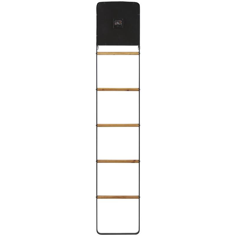 Metal 5 Rack Decorative Ladder with Clock - Black - Roche River Decor