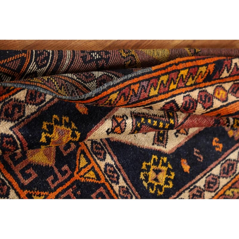 Tribal Anatolian Turkish Vintage Runner Rug Hand-Knotted Wool Carpet - 3'4"x 11'3"