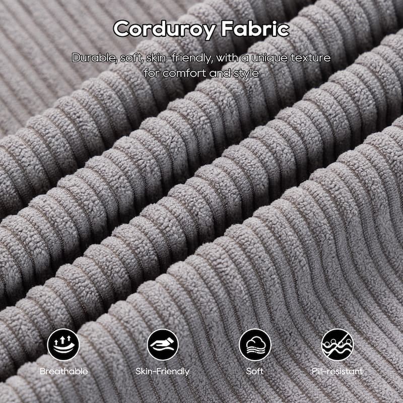 Corduroy Modular Sleeper Sofa Bed with Ottoman, L-shaped Sectional Couches for Living Room with Memory Foam and Steel Frame