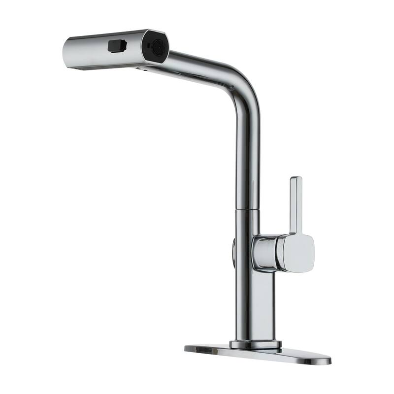 Single Handle Pull Out Sprayer Kitchen Faucet with 3 Functions Spray, 360° swivel - Chrome