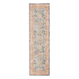 HomeRoots8' Blue Floral Power Loom Runner Rug - 8' Runner - Bed Bath & Beyond - 39096019