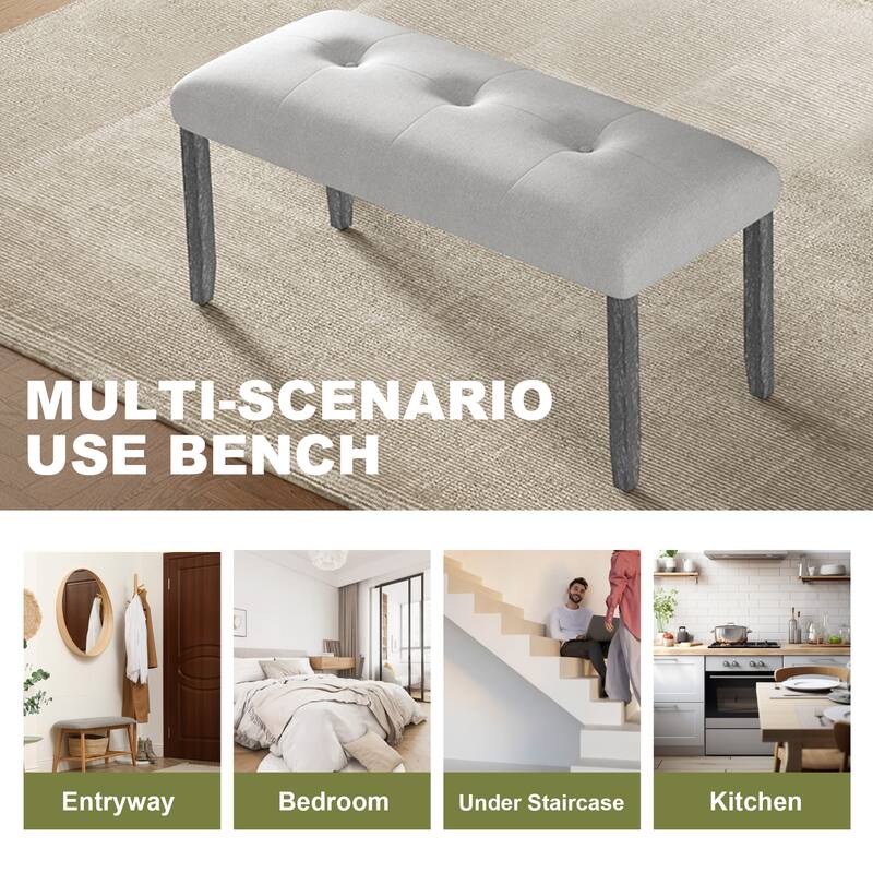 Upholstered Tufted Bench, Modern Bedroom Benches Upholstered Dining Benches, Fabric End of Bed Bench