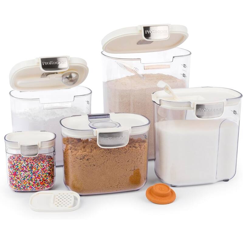 ProKeeper+ 9 Piece Clear Plastic Airtight Food Flour and Sugar Baker's Kitchen Storage Organization Container