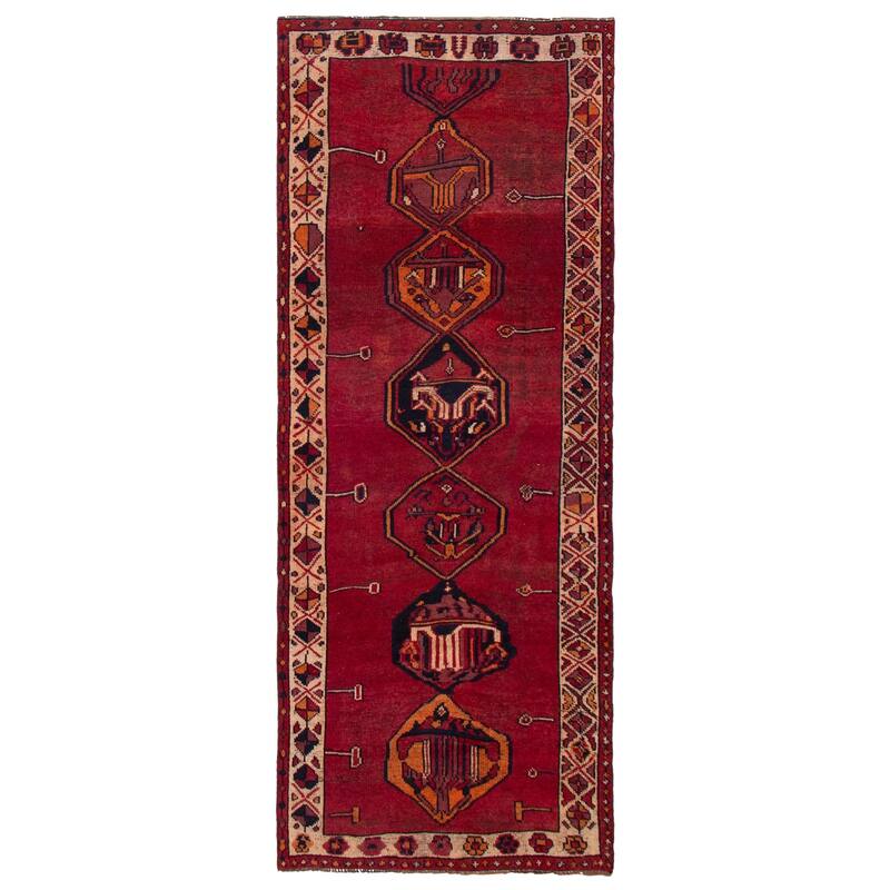ECARPETGALLERY Hand-knotted Melis Vintage Red Wool Rug - 4'5 x 11'10 - Dark Red - 4'5 x 11'10