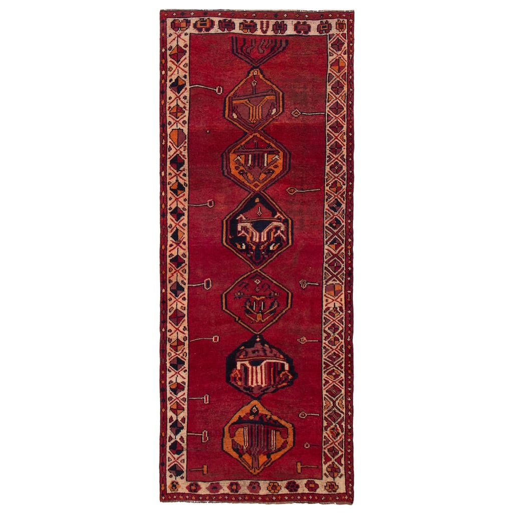 ECARPETGALLERY Hand-knotted Melis Vintage Red Wool Rug - 4'5 x 11'10
