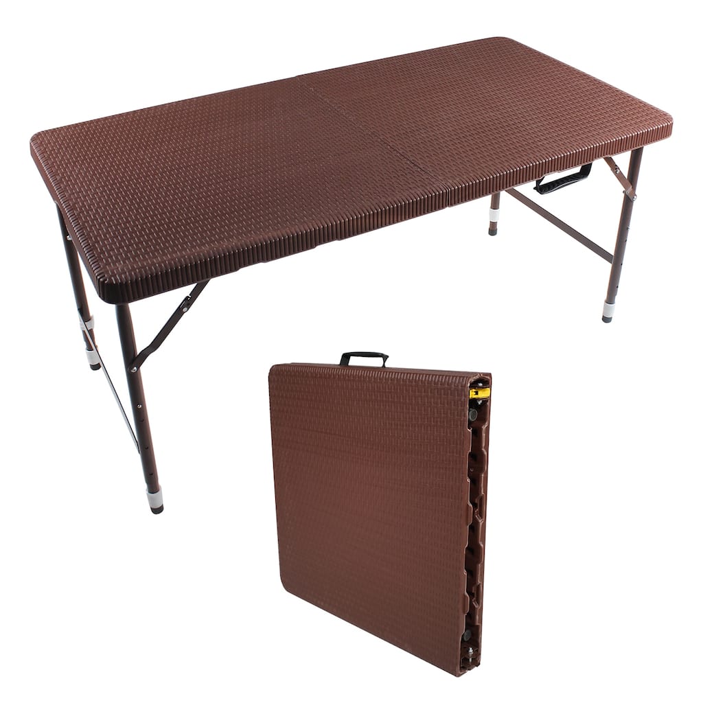 Rattan Folding Table for Indoor&Outdoor,Portable Foldable Table Rattan Plaited