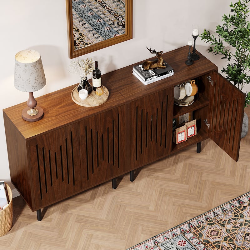 Sideboard Buffet Cabinet with Doors & Adjustable Shelves (Set of 2)