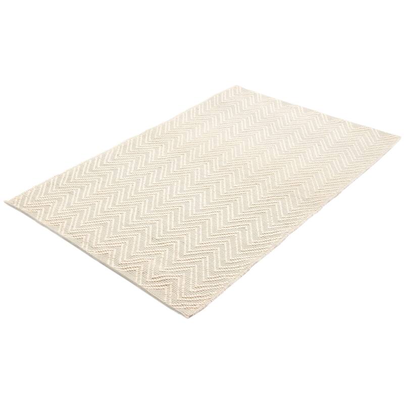 ECARPETGALLERY Braid weave Sienna Cream Wool Rug - 5'0 x 7'11