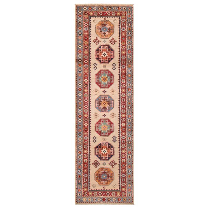 ECARPETGALLERY Hand-knotted Uzbek Ghazni Ivory Wool Rug - 2'9 x 9'6 - Ivory - 2'9 x 9'6