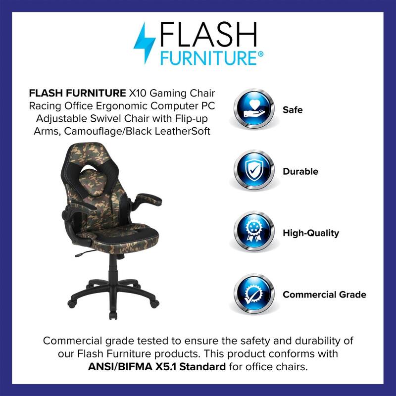 High Back Racing Style Ergonomic Gaming Chair with Flip-Up Arms