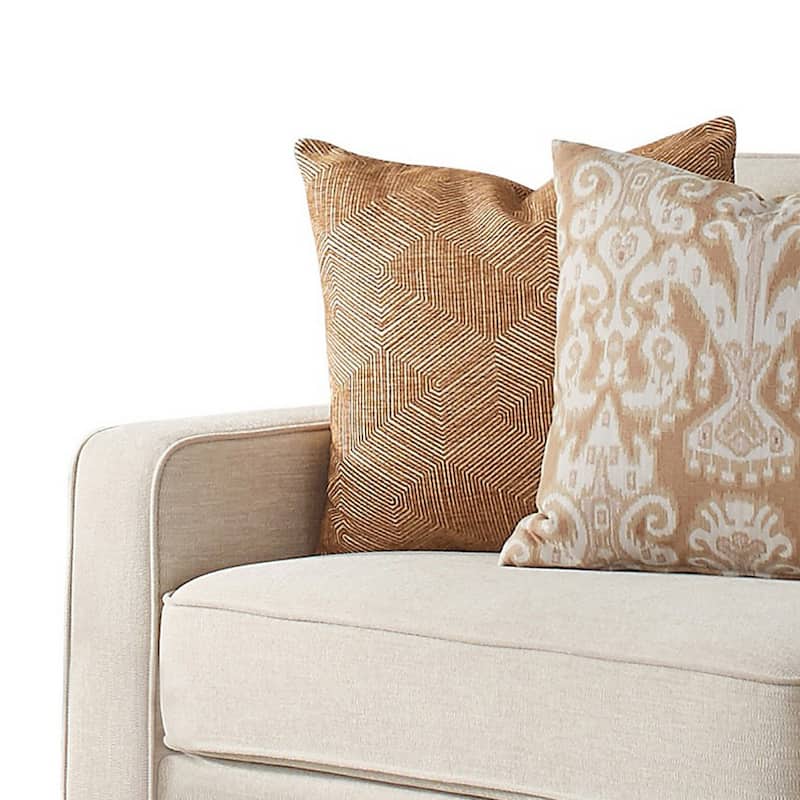 Leo 79 Inch Modern Sofa, 4 Accent Pillows, Soft Chenille Fabric, Beige