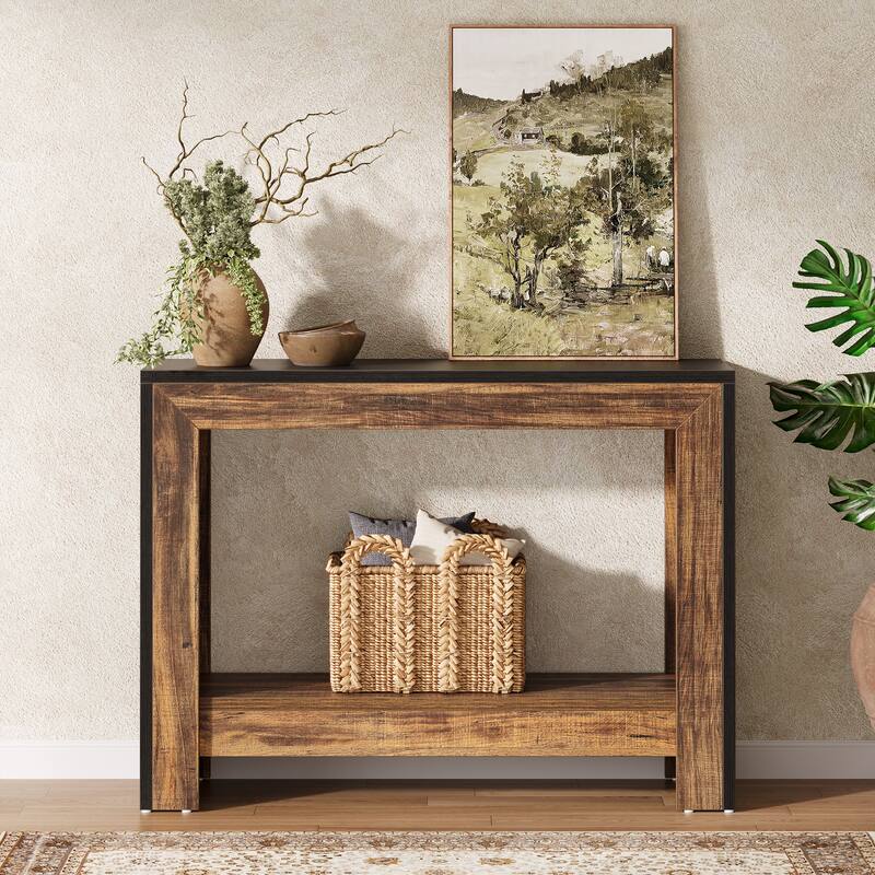 41.34-inch Rectangle Wood Console Table Simple Geometric Entryway Accent Table