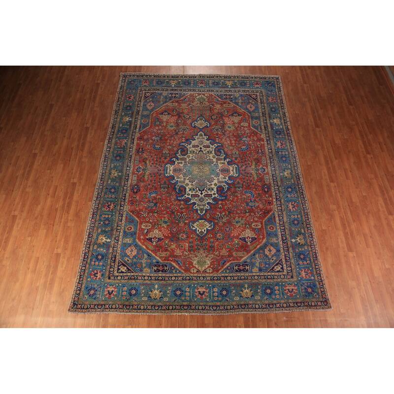 Orange Tabriz Persian Area Rug Handmade Wool Carpet - 9'3"x 12'10"