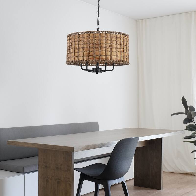 5-Light Candlestick Circle Hanging Farmhouse Chandelier Linear Island Chandelier Lighting for Dining Room