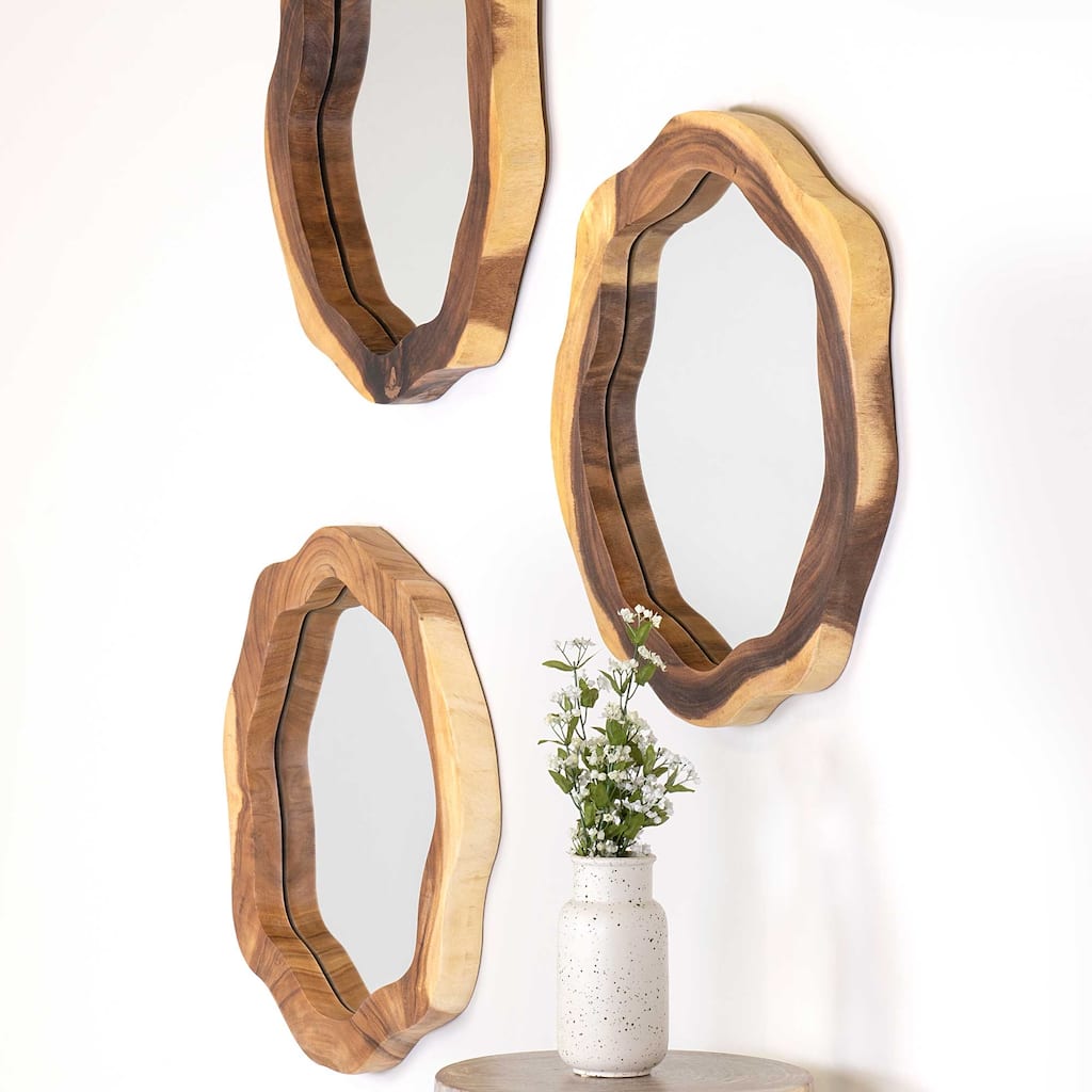 3D-Edge Solid Wood Wall Mirror by East at Main
