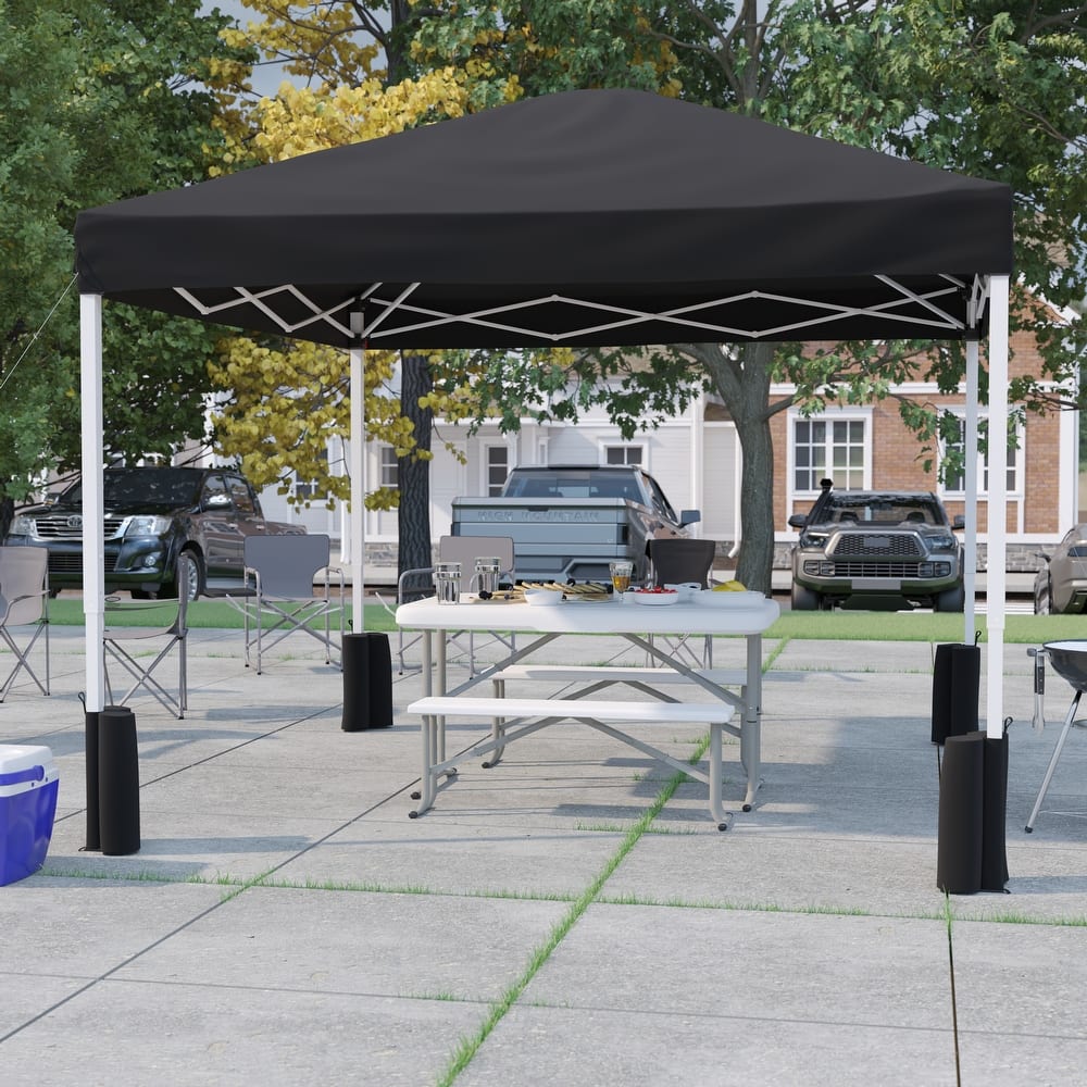10'x10' Pop Up Straight Leg Canopy Tent With Sandbags and Wheeled Case - 10x10