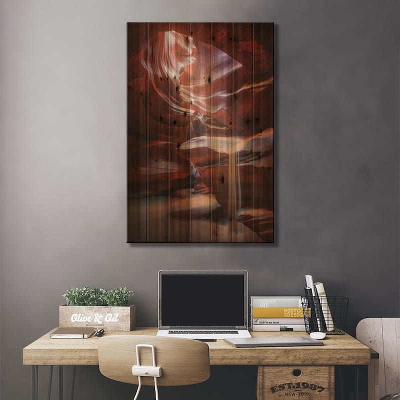 Antelope Sandfall Print On Wood by Clara Gamito - Multi-Color