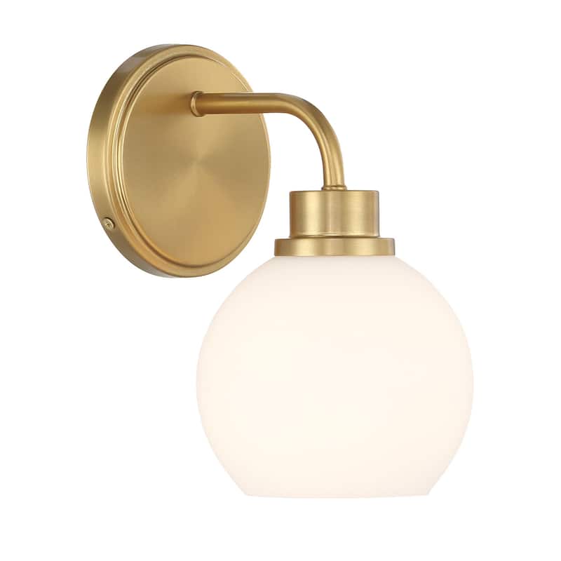 Bellevue SHWS26756 Meridian 10" Tall Bathroom Sconce with Opal Glass - Natural Brass