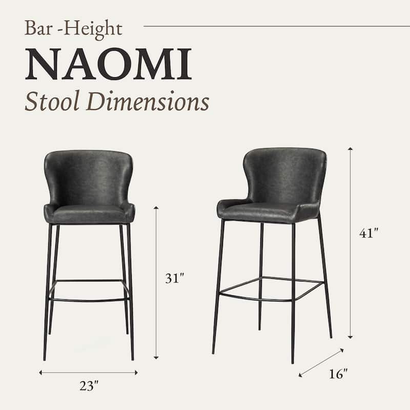 Maven Lane Naomi Metal Kitchen Stool with Vegan Leather Upholstery