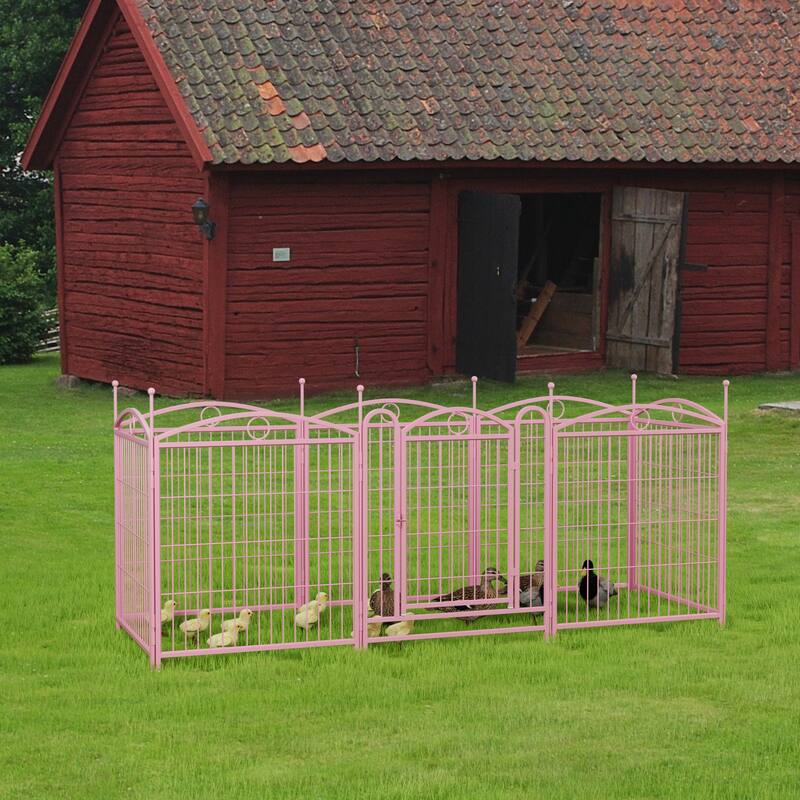 Dog Playpen 32 inch 8 Panels Metal Dog Pen Pet Dog Fence with Doors, Heavy Duty Dog Fence Puppy Pen Foldable Pet Exercise Pen