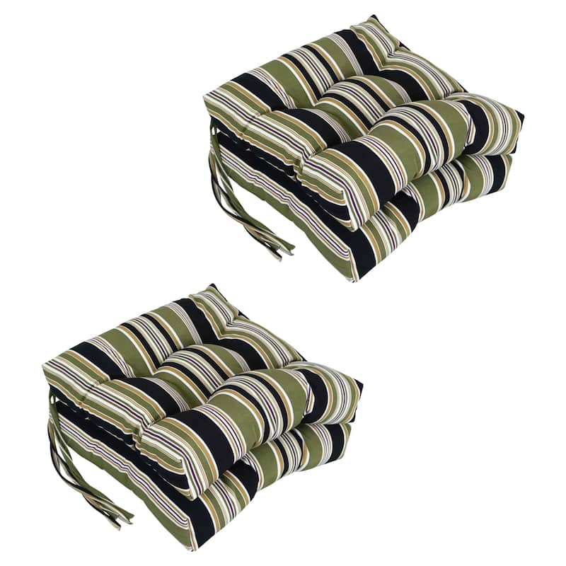 16-inch Square Tufted Indoor/Outdoor Chair Cushions (Set of 4) - 16" - Eastbay Onyx