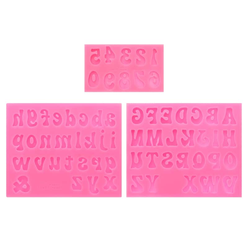 3PCS Polymer Clay Mold, Fondant Mold Letter Number Mold Silicone Rose