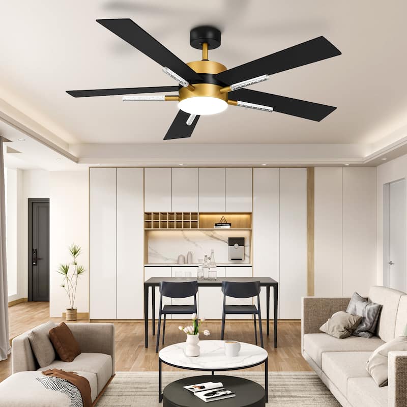 Moasis 5 Blades 60'' Ceiling Fan with Lights and Remote Control,Crystal Rod Design and Memory Function
