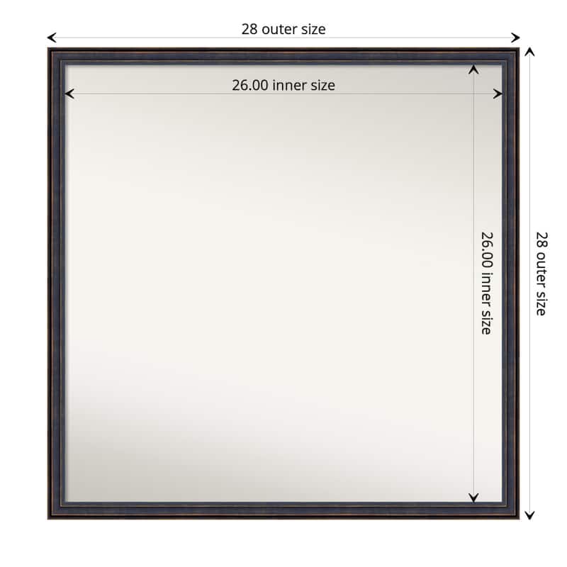 Non-Beveled Wood Bathroom Wall Mirror - Dark Bronze Scoop Frame - Dark Bronze Scoop - 28 x 28 in