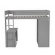 preview thumbnail 10 of 13, Classic Twin Loft Bed Solid Wood Structure Slats Loft Bed with All-in-One Desk Drawers ,Guardrail, Sliding Doors Cabinet - Grey