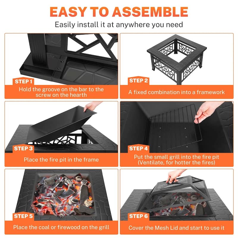 3-in-1 32 in. Wood Burning Outdoor Fire Pit/Ice Pit/BBQ Fire Pit