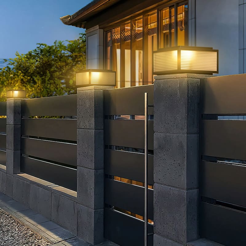 Solar Powered Post Cap Lights for Pillars, Modern Outdoor Post Lights