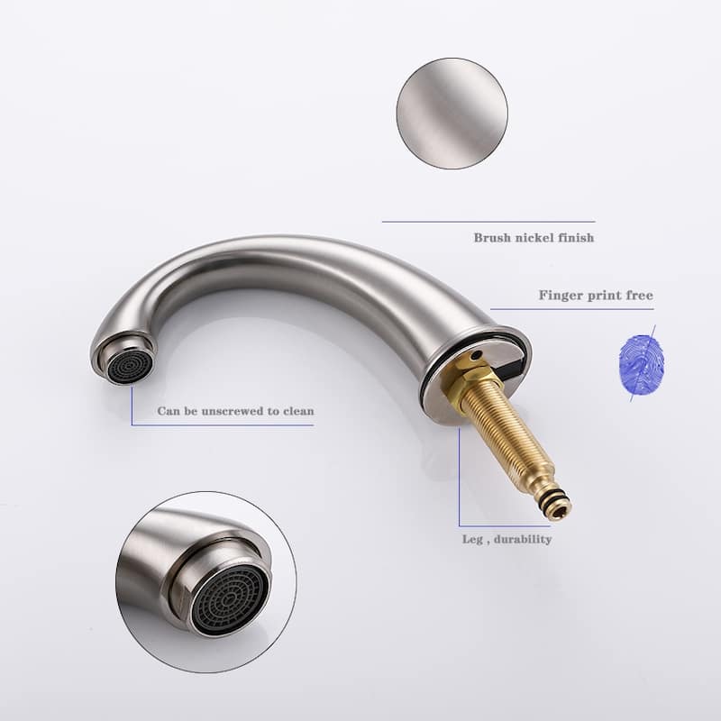 Modern 2 Handle Waterfall Bathroom Sink Faucet with Pop Up Drain Assembly and Lead Free Supply Hose, Aerator, Water Saving